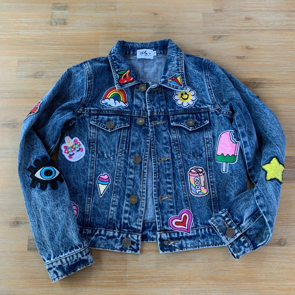 Lola & The Boys Denim Patch Jacket Size 12